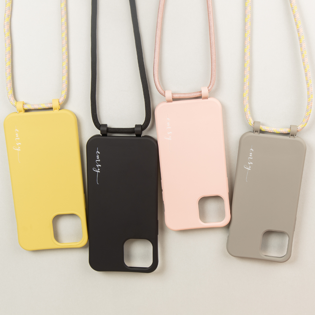 Emsy Australia crossbody phone cases are compatible with iPhone, Samsung models. The cases offer protection with durable cords, keeping phones secure with fashionable coloured ropes to elevate your style. Fashion hands-free phone accessories