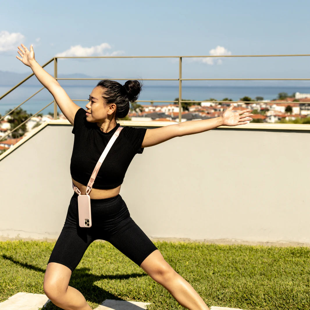 Universal phone patch designed to convert any iPhone, Samsung, or Huawei model into a crossbody phone case. This versatile accessory features a durable adhesive back that attaches securely to your smartphone, allowing you to add a crossbody strap for hands-free convenience.