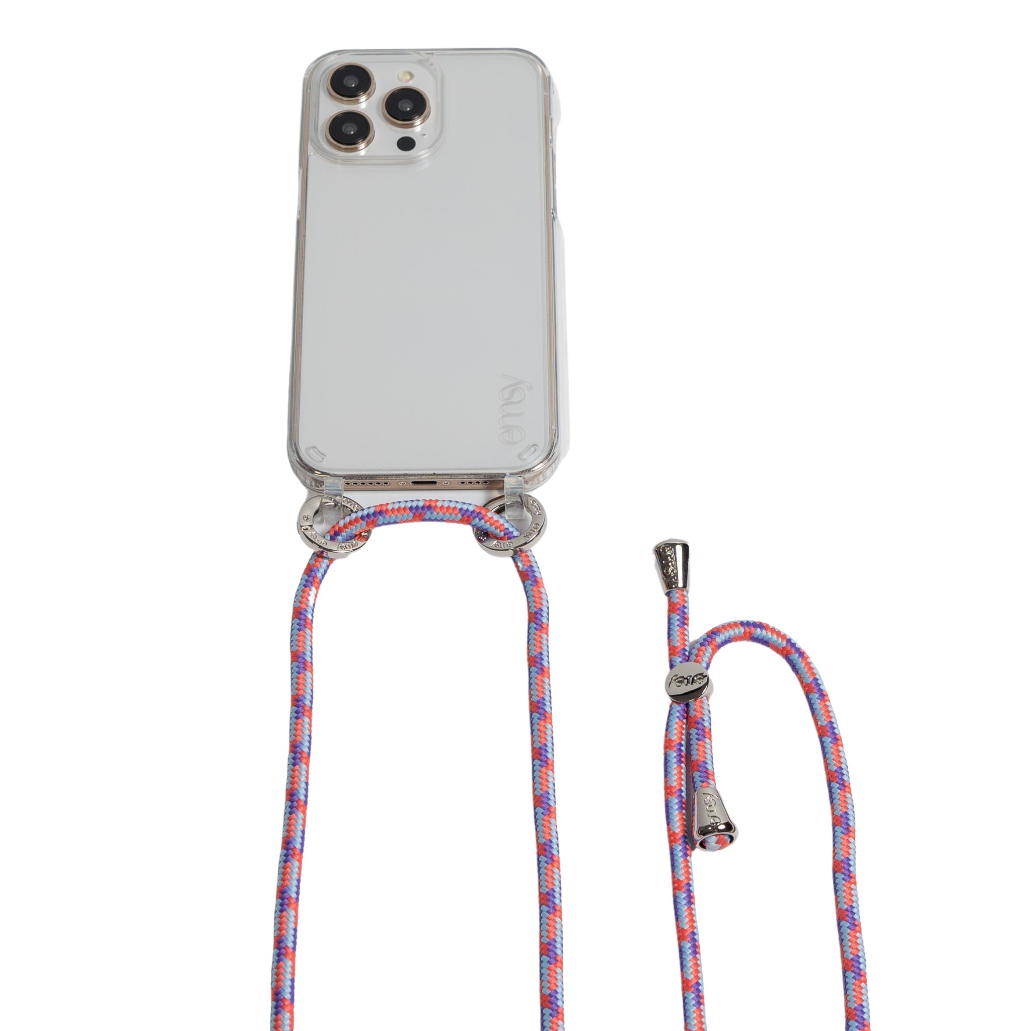 Universal phone patch designed to convert any iPhone, Samsung, or Huawei model into a crossbody phone case. This versatile accessory features a durable adhesive back that attaches securely to your smartphone, allowing you to add a crossbody strap for hands-free convenience.