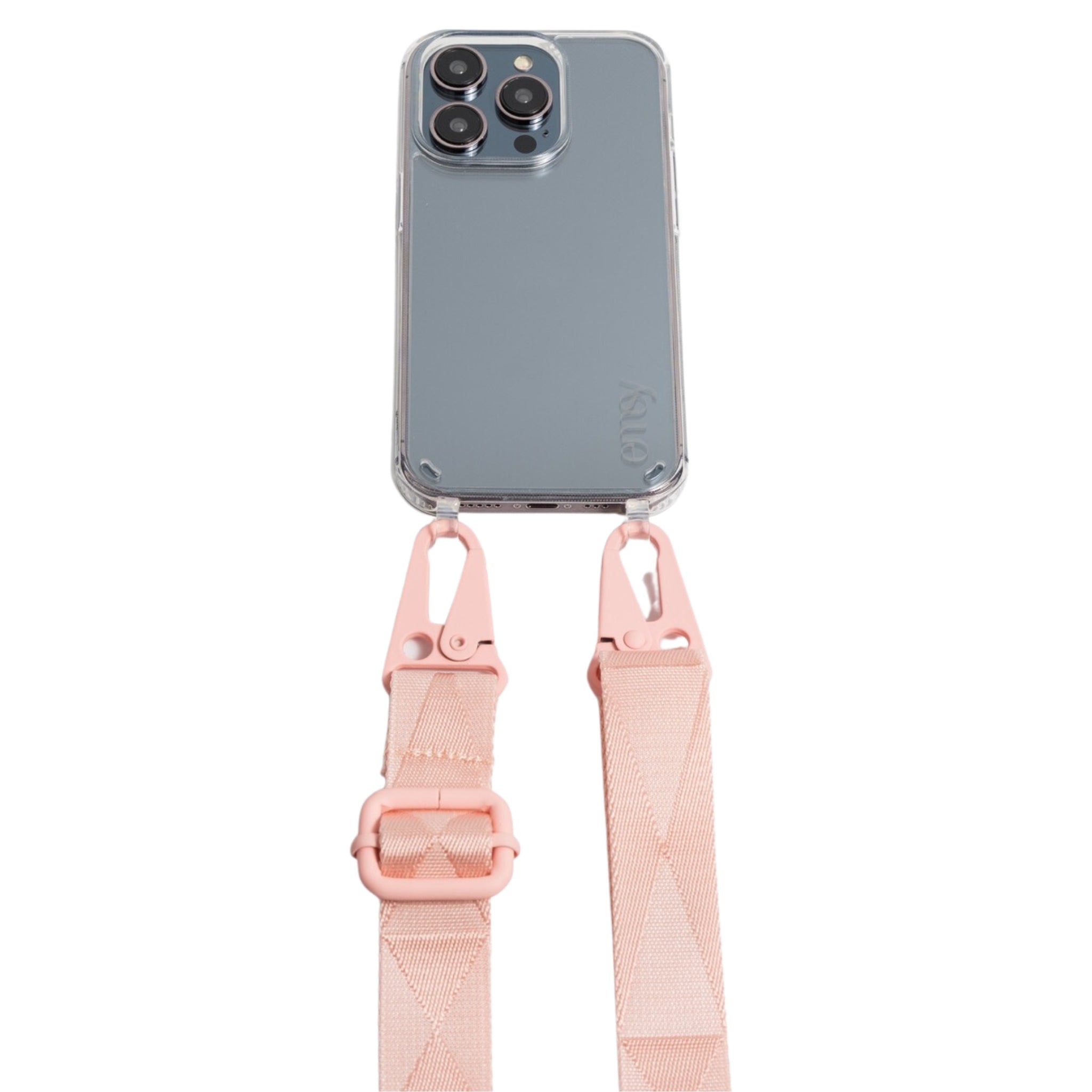 Universal phone patch designed to convert any iPhone, Samsung, or Huawei model into a crossbody phone case. This versatile accessory features a durable adhesive back that attaches securely to your smartphone, allowing you to add a crossbody strap for hands-free convenience.