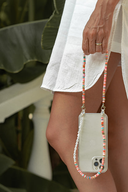 Emsy Australia crossbody phone cases are compatible with iPhone, Samsung models. The cases offer protection with durable cords, keeping phones secure with fashionable coloured ropes to elevate your style. Fashion hands-free phone accessories