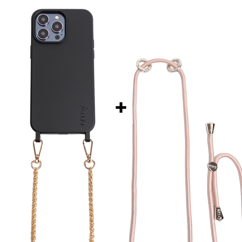 Emsy Australia's crossbody phone cases are tailor-made for iPhone and Samsung models, offering stylish protection with a practical edge. These fashionable phone accessories come equipped with durable cords, chain straps, utility wrist straps, and the new addition of chain wristlets, ensuring your device remains secure while providing hands-free ease. Elevate your style with our vibrant colored ropes and versatile strap options, including the 2-in-1 utility cross-body strap and the elegant rope cross-body st